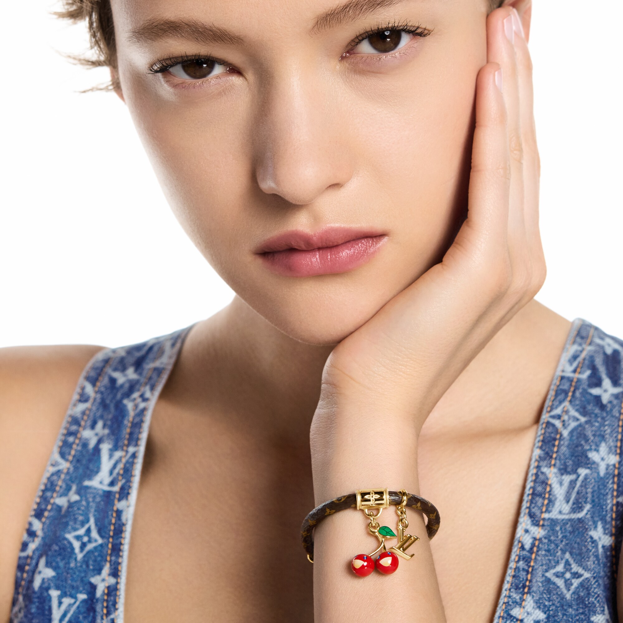 Bracelet Argenté à Charms Pomme Cerise Citron - Longueur Réglable 16-23cm - Neuf